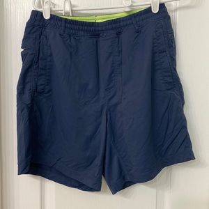 Birddog broomstick mens shorts. Navy with lime green inner short